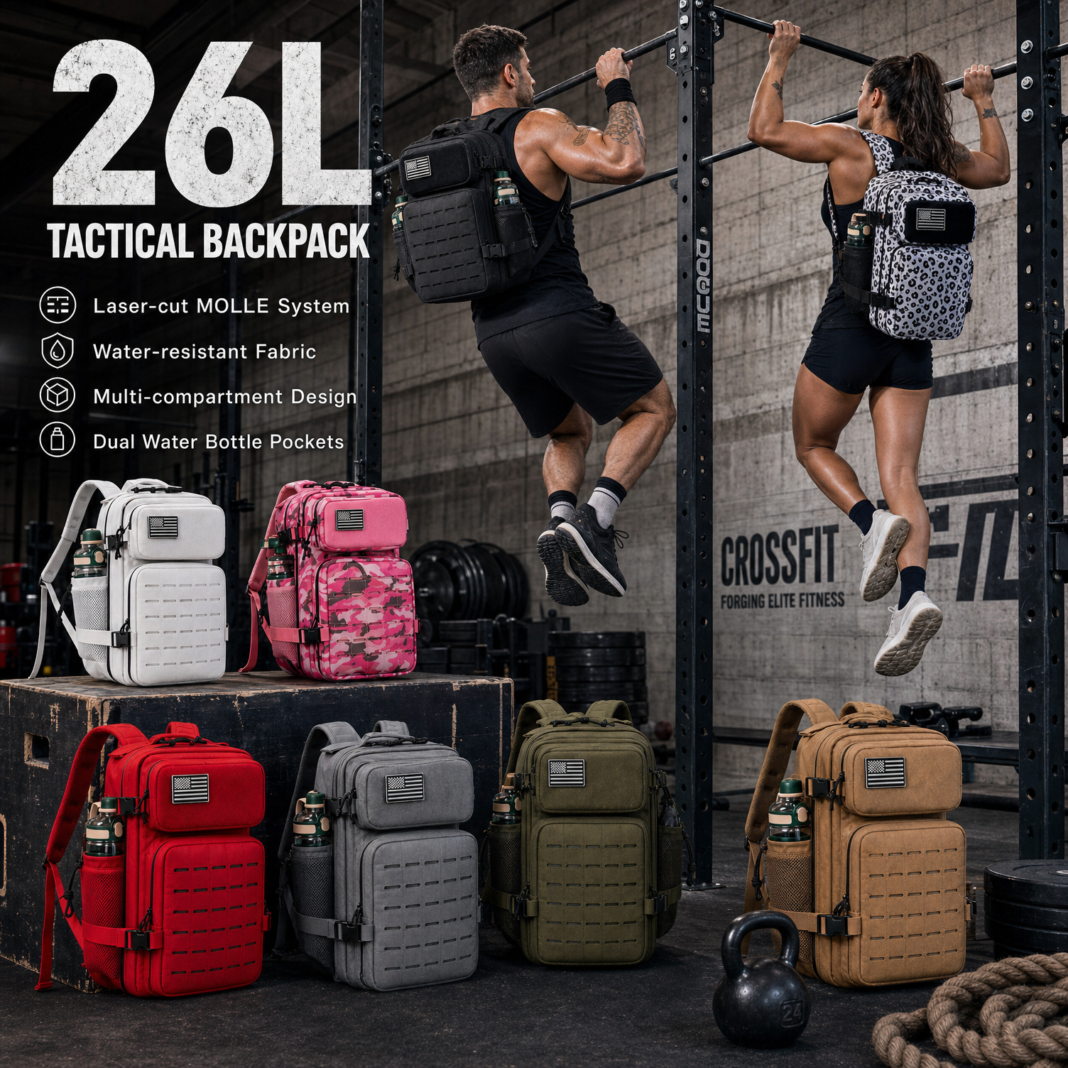 Crossfit Fitness Gear - 26L Gym Backpack for Men with